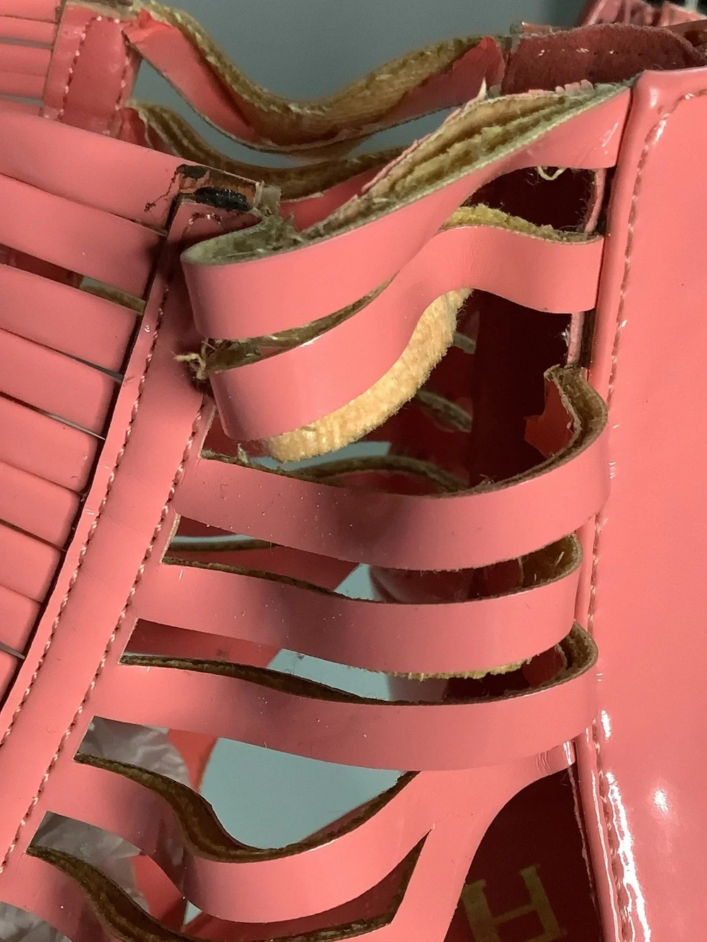 FRH Fahrenheit Coral Pink Strappy Platform High-Heel Lug Booties Size 9